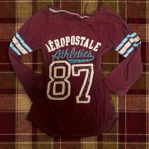 deadlock vintage aeropostale Burgundy and white Aeropostale long sleeve shirt